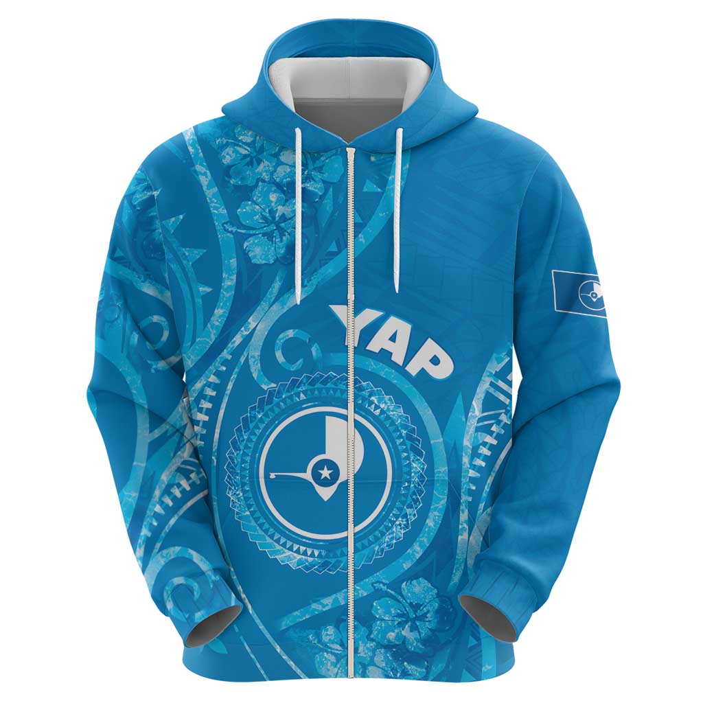 Personalised FSM Yap Zip Hoodie Ocean Floral Pattern