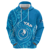 Personalised FSM Yap Zip Hoodie Ocean Floral Pattern