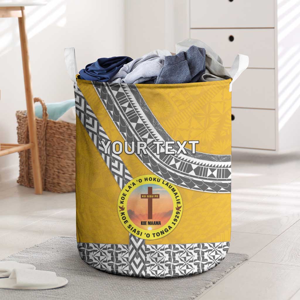 Personalised Anastasis College Laundry Basket Tonga Unique Style LT05 Yellow - Polynesian Pride