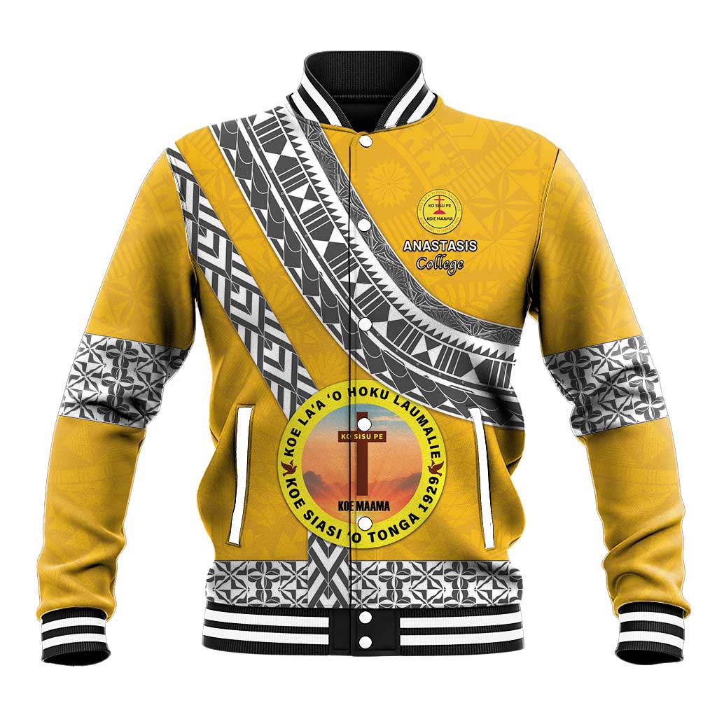 Personalised Anastasis College Baseball Jacket Tonga Unique Style LT05 Unisex Yellow - Polynesian Pride