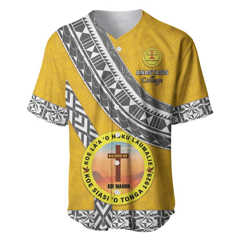 Personalised Anastasis College Baseball Jersey Tonga Unique Style LT05 Yellow - Polynesian Pride