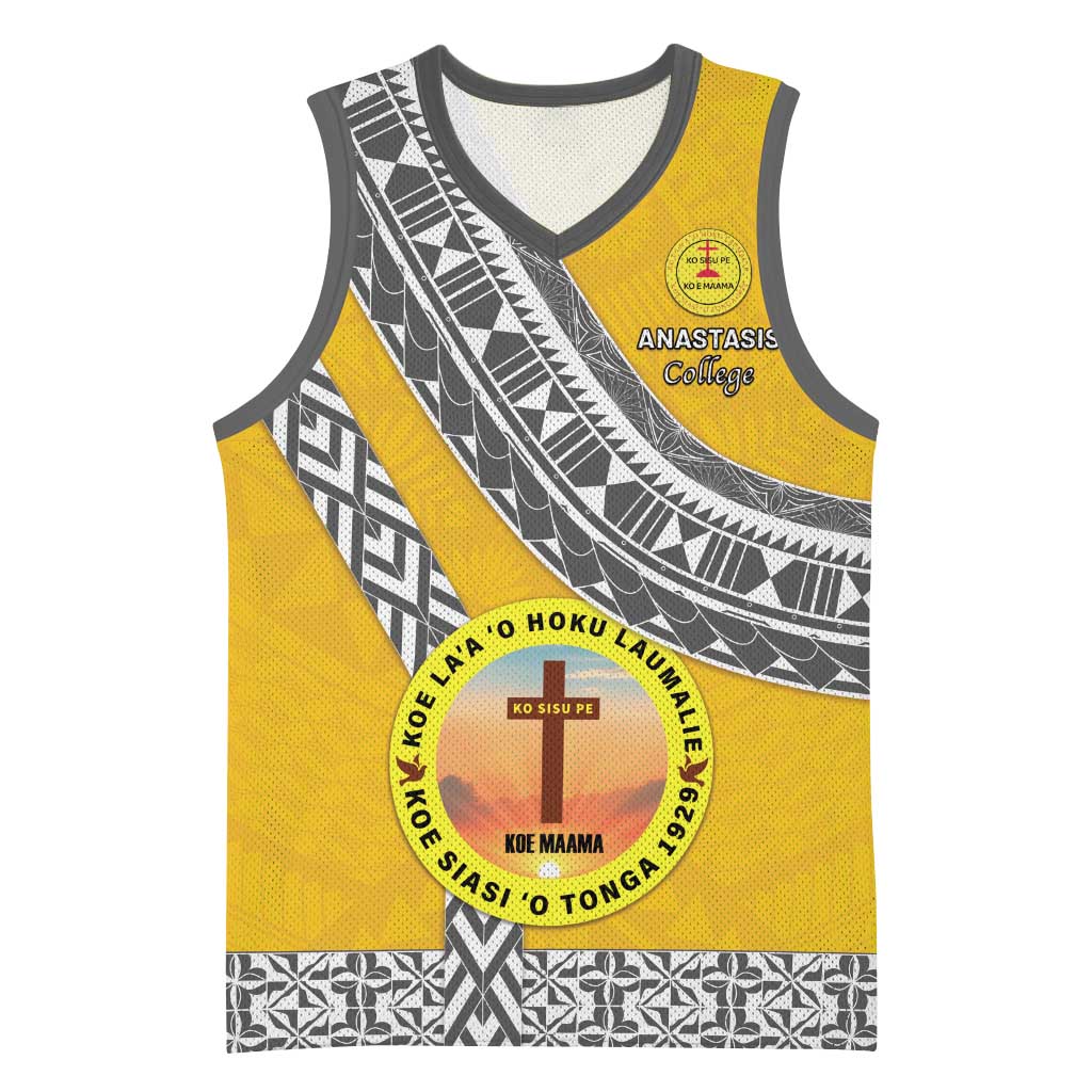 Personalised Anastasis College Basketball Jersey Tonga Unique Style LT05 Unisex Yellow - Polynesian Pride