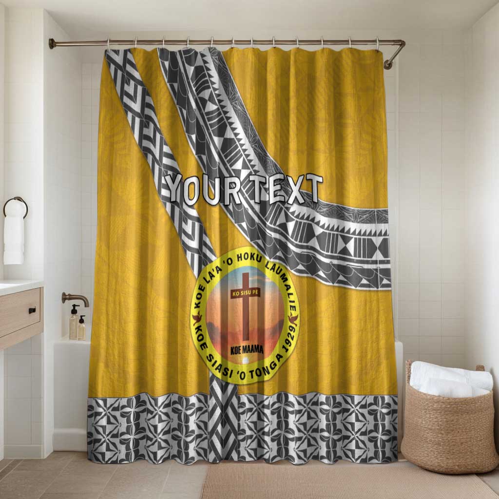 Personalised Anastasis College Bathroom Set Tonga Unique Style LT05 Shower Curtain Only Yellow - Polynesian Pride