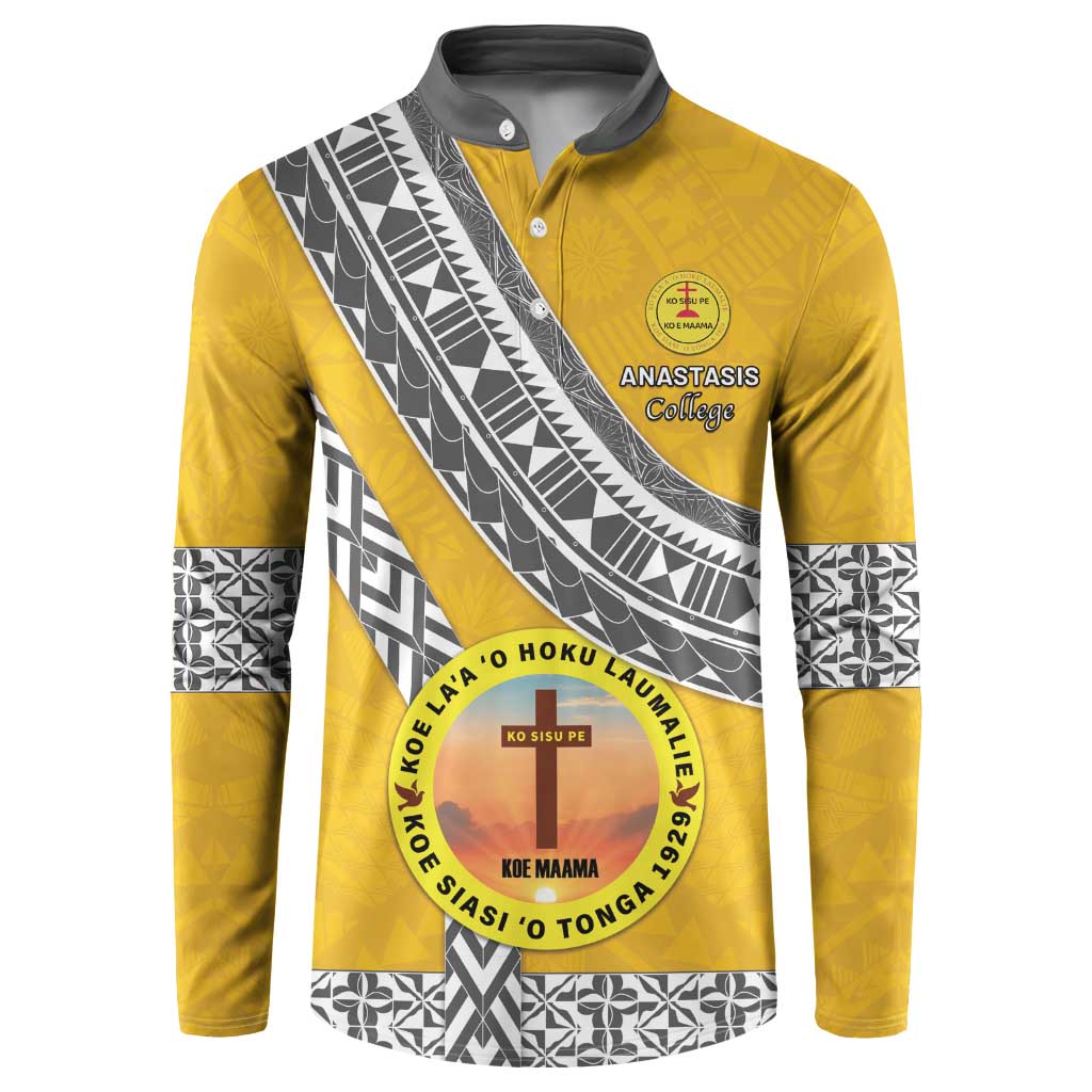 Personalised Anastasis College Button Sweatshirt Tonga Unique Style LT05 Yellow - Polynesian Pride