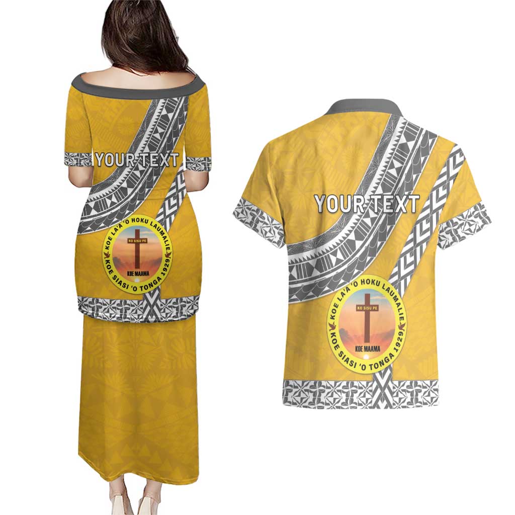 Personalised Anastasis College Couples Matching Puletasi and Hawaiian Shirt Tonga Unique Style LT05 - Polynesian Pride