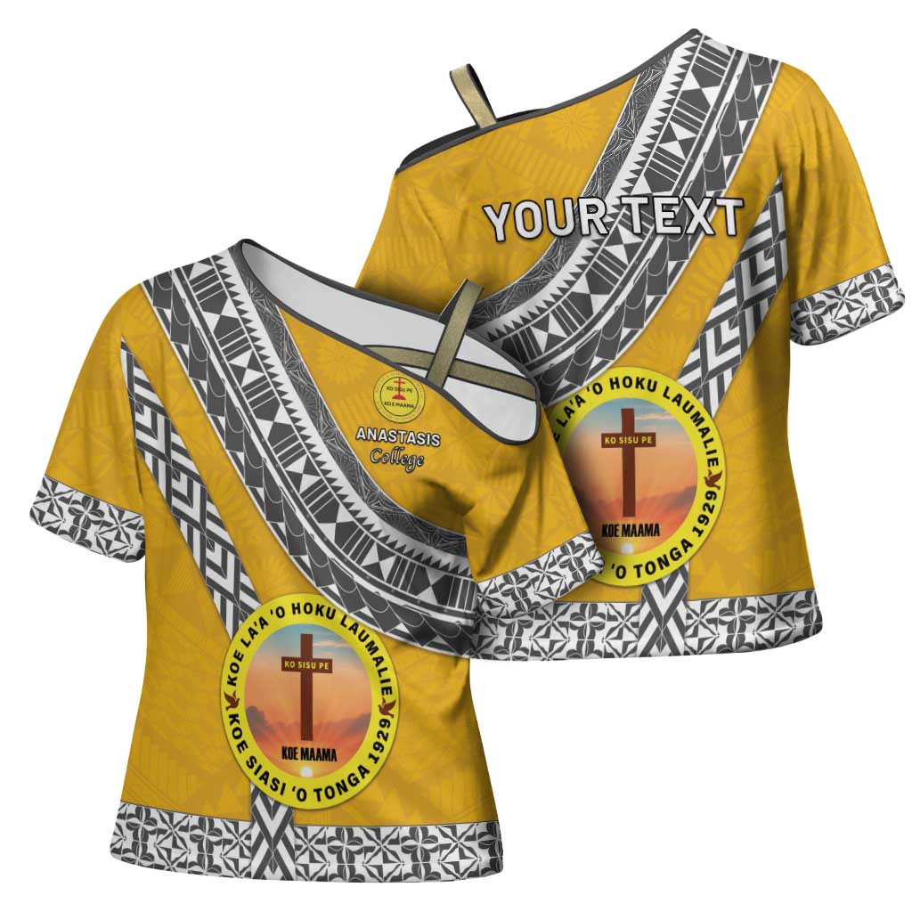 Personalised Anastasis College Cross Shoulder Shirt Tonga Unique Style LT05 - Polynesian Pride