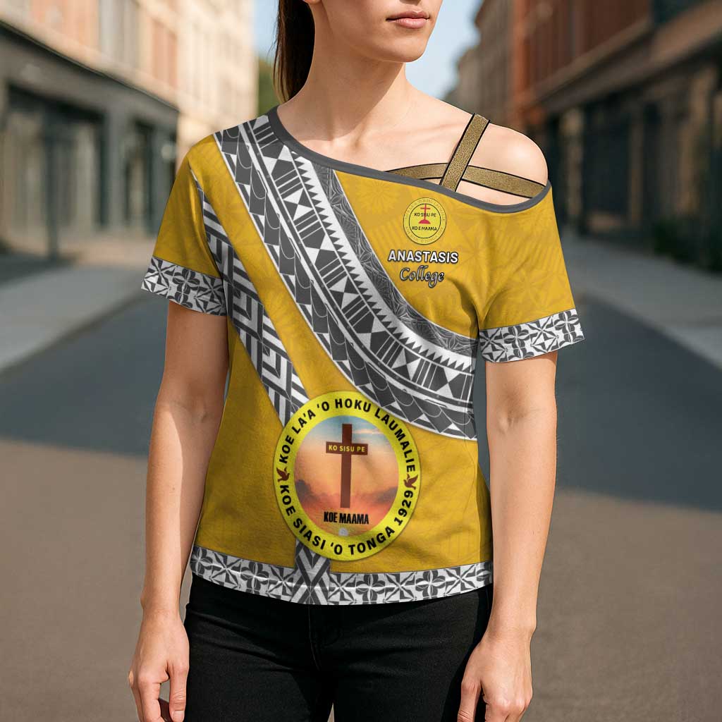 Personalised Anastasis College Cross Shoulder Shirt Tonga Unique Style LT05 - Polynesian Pride