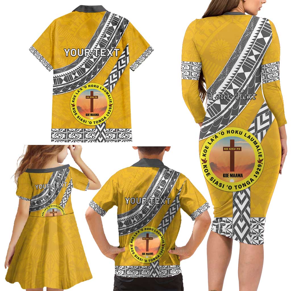 Personalised Anastasis College Family Matching Long Sleeve Bodycon Dress and Hawaiian Shirt Tonga Unique Style - Polynesian Pride