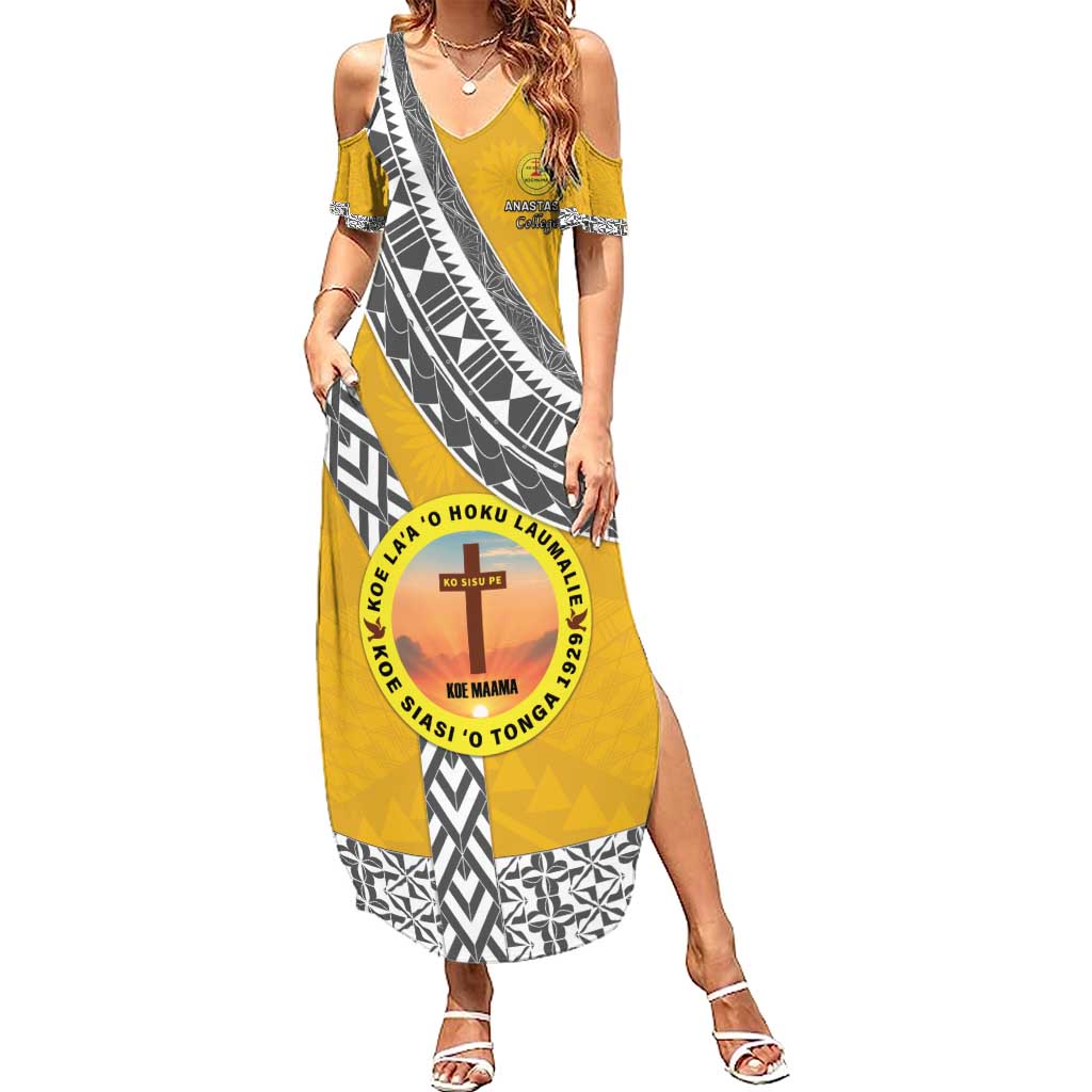 Personalised Anastasis College Family Matching Summer Maxi Dress and Hawaiian Shirt Tonga Unique Style - Polynesian Pride