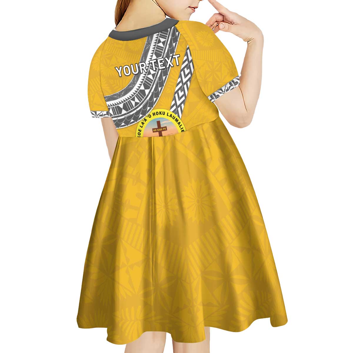 Personalised Anastasis College Kid Short Sleeve Dress Tonga Unique Style - Polynesian Pride