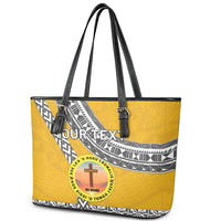 Personalised Anastasis College Leather Tote Bag Tonga Unique Style - Polynesian Pride