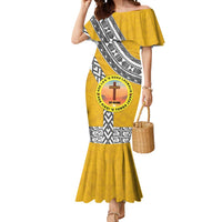 Personalised Anastasis College Mermaid Dress Tonga Unique Style LT05 Women Yellow - Polynesian Pride