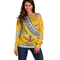 Personalised Anastasis College Off Shoulder Sweater Tonga Unique Style - Polynesian Pride