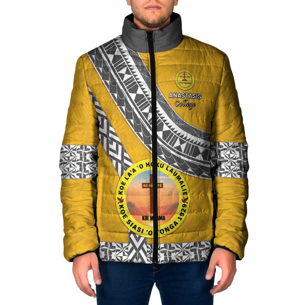 Personalised Anastasis College Padded Jacket Tonga Unique Style LT05 Men Yellow - Polynesian Pride