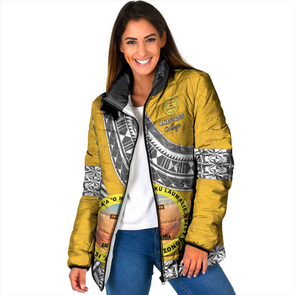 Personalised Anastasis College Padded Jacket Tonga Unique Style LT05 Women Yellow - Polynesian Pride
