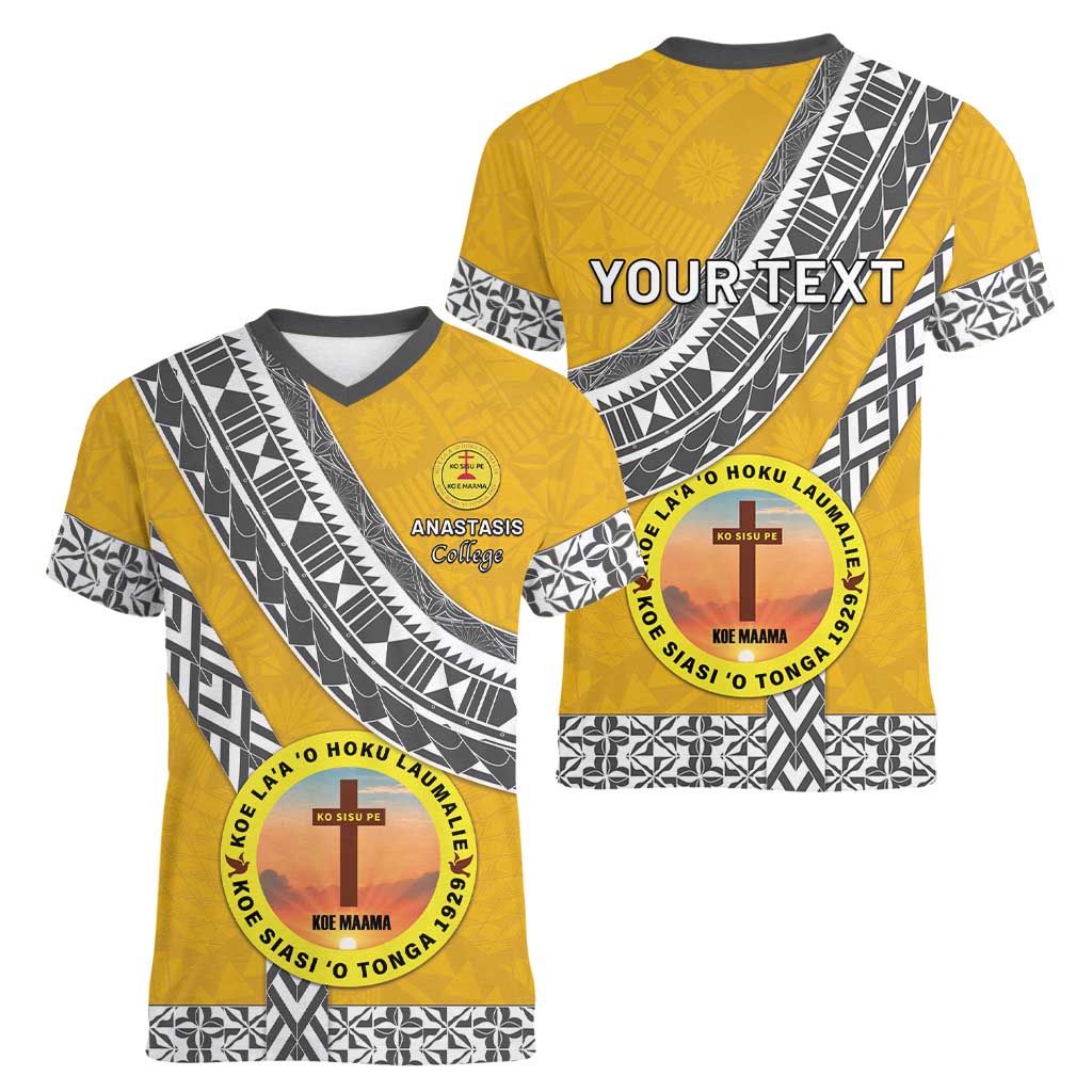 Personalised Anastasis College Women V-Neck T-Shirt Tonga Unique Style LT05 - Polynesian Pride