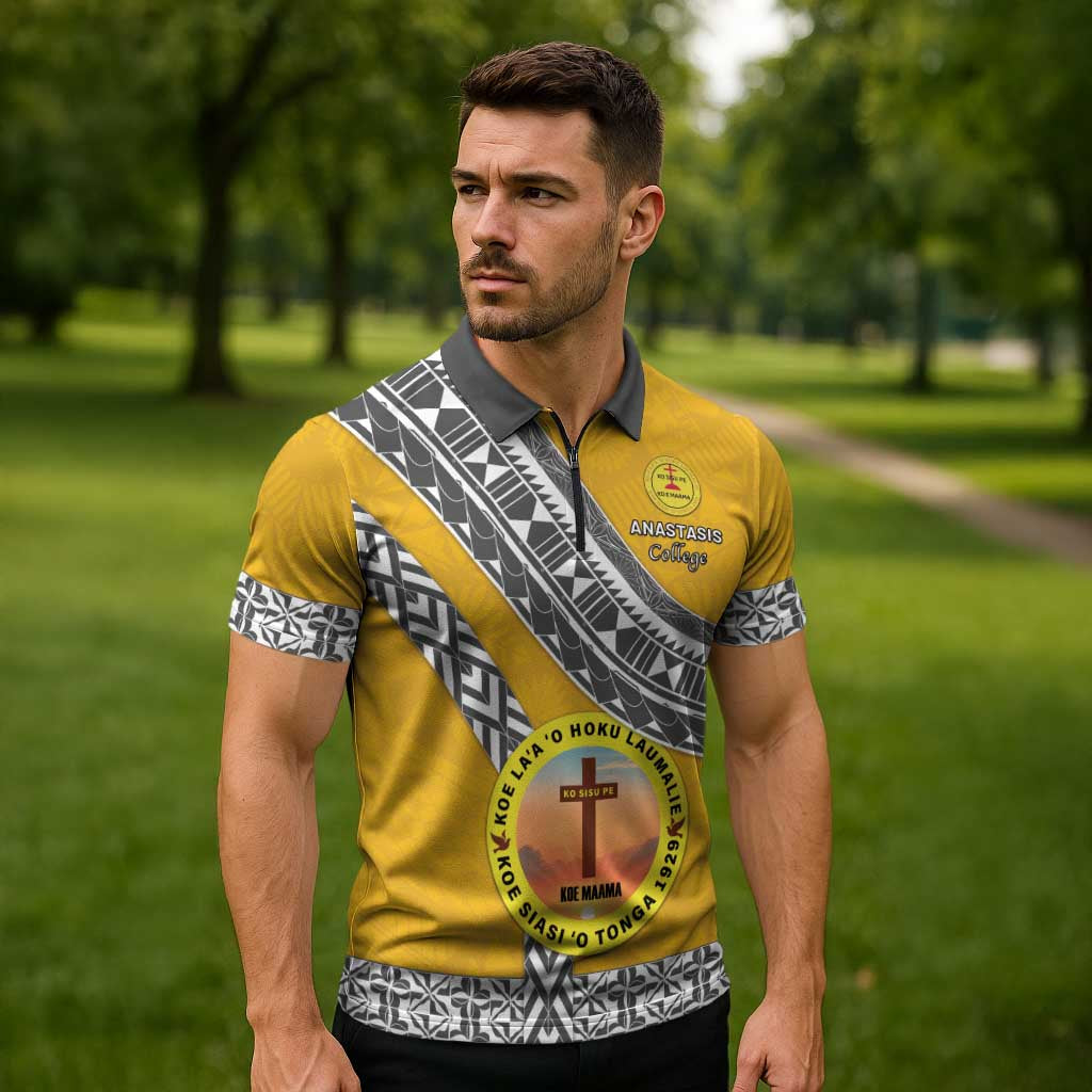 Personalised Anastasis College Zipper Polo Shirt Tonga Unique Style LT05 - Polynesian Pride
