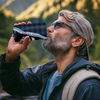 Hawaii Ukulele 4 in 1 Can Cooler Tumbler Tropical Flowers With Palaka Effect Blue Version - Polynesian Pride