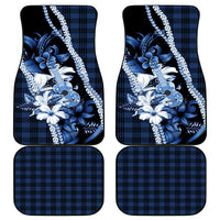 Hawaii Ukulele Car Mats Tropical Flowers With Palaka Effect Blue Version - Polynesian Pride