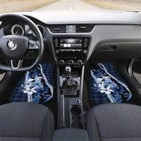 Hawaii Ukulele Car Mats Tropical Flowers With Palaka Effect Blue Version - Polynesian Pride