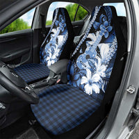 Hawaii Ukulele Car Seat Cover Tropical Flowers With Palaka Effect Blue Version - Polynesian Pride