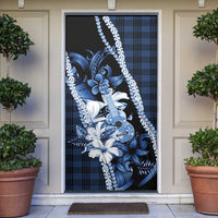 Hawaii Ukulele Door Cover Tropical Flowers With Palaka Effect Blue Version LT05 Blue - Polynesian Pride