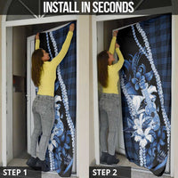 Hawaii Ukulele Door Cover Tropical Flowers With Palaka Effect Blue Version LT05 - Polynesian Pride
