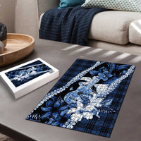 Hawaii Ukulele Puzzle Tropical Flowers With Palaka Effect Blue Version - Polynesian Pride