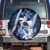 Hawaii Ukulele Spare Tire Cover Tropical Flowers With Palaka Effect Blue Version - Polynesian Pride