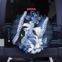 Hawaii Ukulele Spare Tire Cover Tropical Flowers With Palaka Effect Blue Version - Polynesian Pride