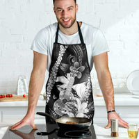 Hawaii Ukulele Apron Tropical Flowers With Palaka Effect Black Version - Polynesian Pride