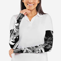 Hawaii Ukulele Arm Sleeves Tropical Flowers With Palaka Effect Black Version LT05 - Polynesian Pride
