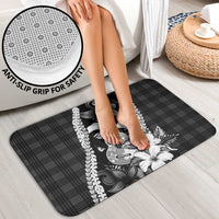 Hawaii Ukulele Bathroom Set Tropical Flowers With Palaka Effect Black Version LT05 - Polynesian Pride