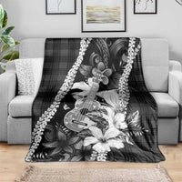 Hawaii Ukulele Blanket Tropical Flowers With Palaka Effect Black Version LT05 - Polynesian Pride
