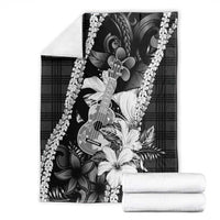 Hawaii Ukulele Blanket Tropical Flowers With Palaka Effect Black Version LT05 - Polynesian Pride