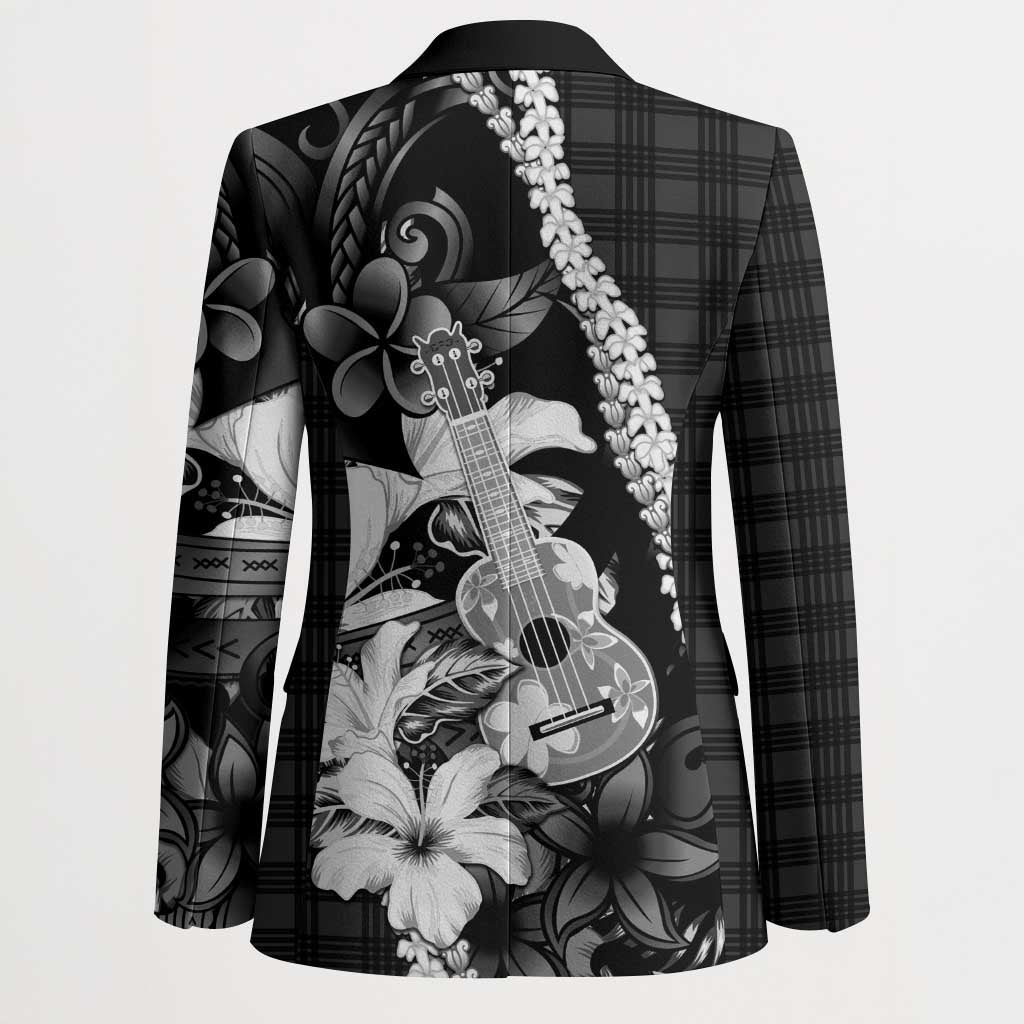 Hawaii Ukulele Blazer Tropical Flowers With Palaka Effect Black Version LT05 - Polynesian Pride