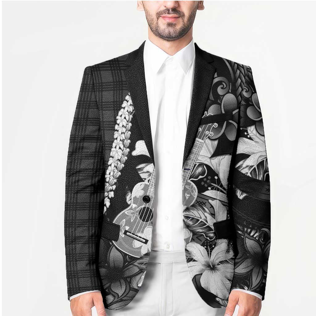 Hawaii Ukulele Blazer Tropical Flowers With Palaka Effect Black Version LT05 - Polynesian Pride