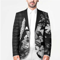 Hawaii Ukulele Blazer Tropical Flowers With Palaka Effect Black Version LT05 - Polynesian Pride