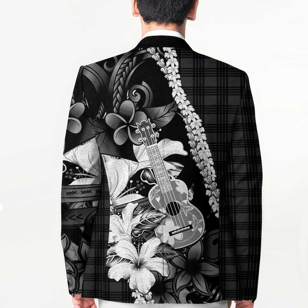 Hawaii Ukulele Blazer Tropical Flowers With Palaka Effect Black Version LT05 - Polynesian Pride