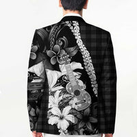 Hawaii Ukulele Blazer Tropical Flowers With Palaka Effect Black Version LT05 - Polynesian Pride