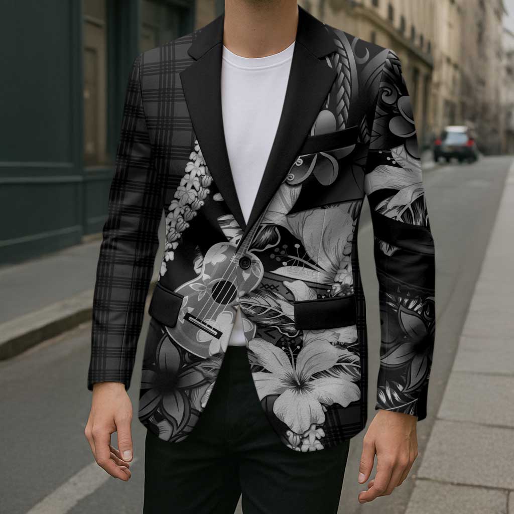 Hawaii Ukulele Blazer Tropical Flowers With Palaka Effect Black Version LT05 - Polynesian Pride