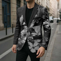 Hawaii Ukulele Blazer Tropical Flowers With Palaka Effect Black Version LT05 - Polynesian Pride