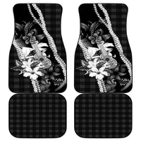 Hawaii Ukulele Car Mats Tropical Flowers With Palaka Effect Black Version LT05 - Polynesian Pride
