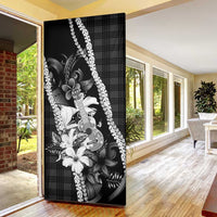 Hawaii Ukulele Door Cover Tropical Flowers With Palaka Effect Black Version LT05 - Polynesian Pride