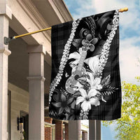 Hawaii Ukulele Garden Flag Tropical Flowers With Palaka Effect Black Version LT05 House Flag Black - Polynesian Pride