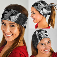 Hawaii Ukulele Neck Gaiter Tropical Flowers With Palaka Effect Black Version - Polynesian Pride