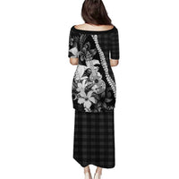 Hawaii Ukulele Puletasi Tropical Flowers With Palaka Effect Black Version LT05 - Polynesian Pride