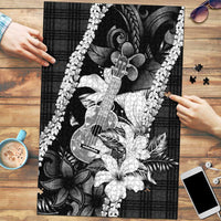 Hawaii Ukulele Puzzle Tropical Flowers With Palaka Effect Black Version - Polynesian Pride