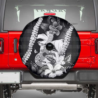 Hawaii Ukulele Spare Tire Cover Tropical Flowers With Palaka Effect Black Version - Polynesian Pride
