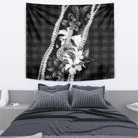Hawaii Ukulele Tapestry Tropical Flowers With Palaka Effect Black Version LT05 - Polynesian Pride